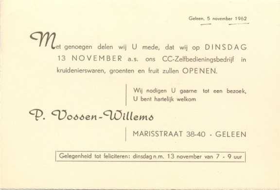 1962-11-13 opening Vossen Marisstraat Scheepers